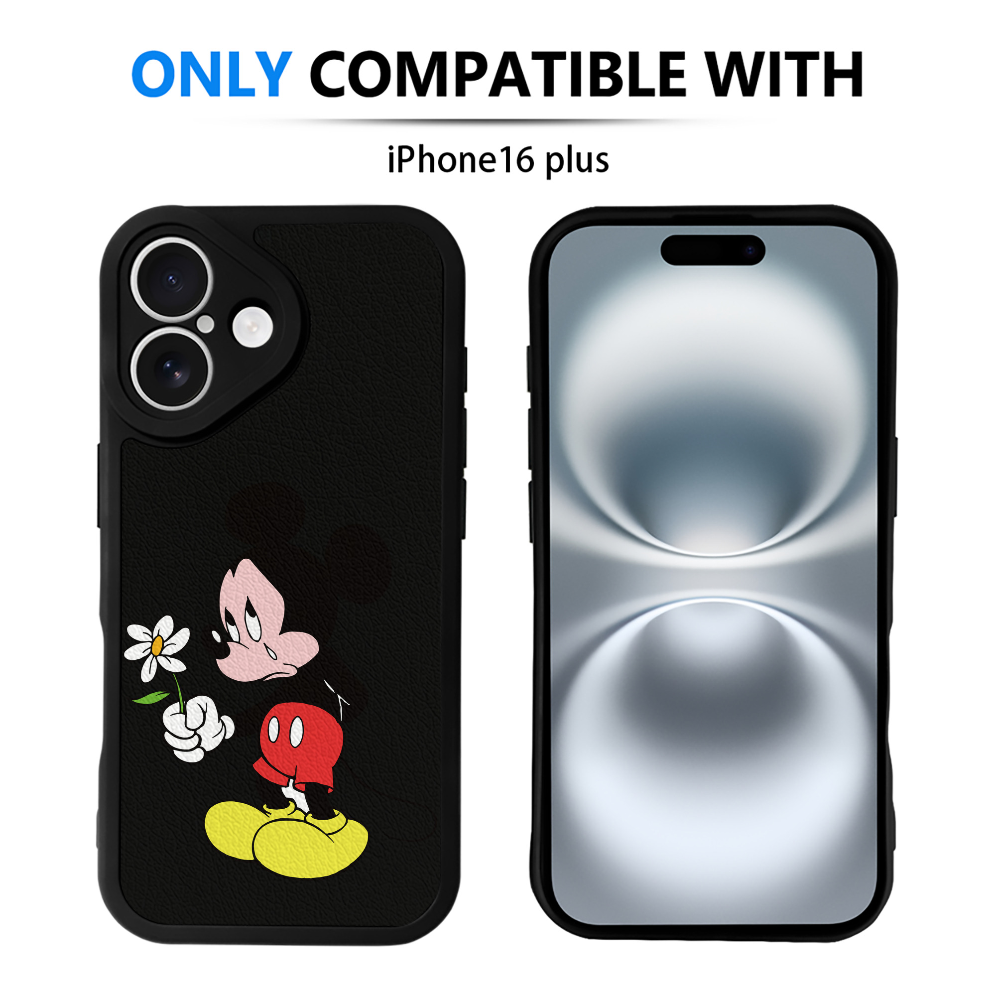 （画像用） ミッキーマウス Mickey Mouse 【iPhone 16シリーズ対応】シリコンスマホケース（レザー調） 材質：シリコン